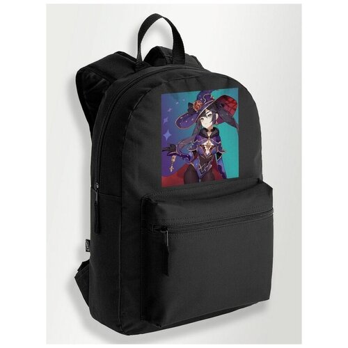 Черный школьный рюкзак с DTF печатью игры Геншин Genshin impact, Сяо, Мона, Лиза, рпг - 60