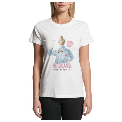 фото Футболка женская "no drama", белая, 46/l print it!