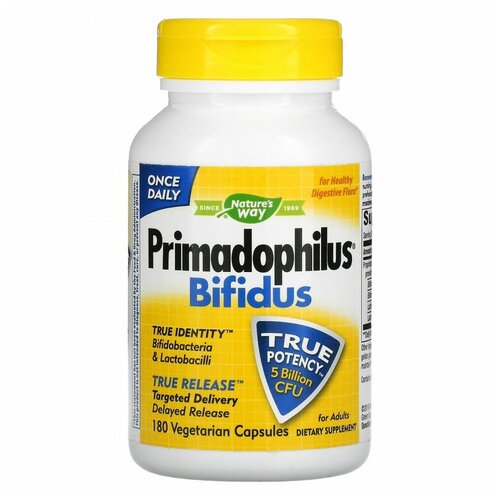 Nature&#x27; s Way, Primadophilus Bifidus, смесь пробиотиков, 5 млрд КОЕ, 180 вегетарианских капсул