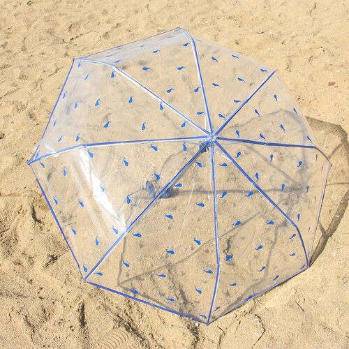 Зонт механика, 3 сложения, купол 52 см, 8 спиц, прозрачный, чехол в комплекте, для женщин, синий