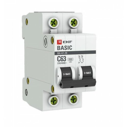 EKF Автоматический выключатель 2P 40А (C) 4,5кА ВА 47-29 Basic mcb4729-2-40C автоматический выключатель 2p 20а c 4 5ка ва 47 29 ekf basic