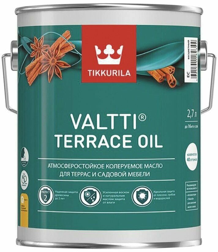 Масло для террас Tikkurila Valtti Terrace Oil (Валтти) 0,9 л бесцветное (база ЕС)