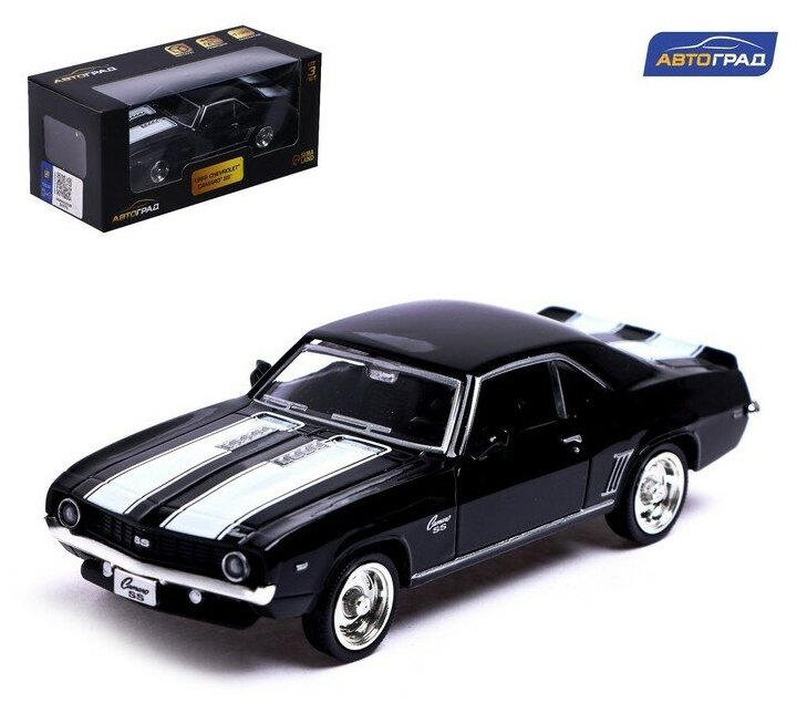 Машина металлическая CHEVROLET CAMARO SS, 1:32, открываются двери, инерция, цвет чёрный