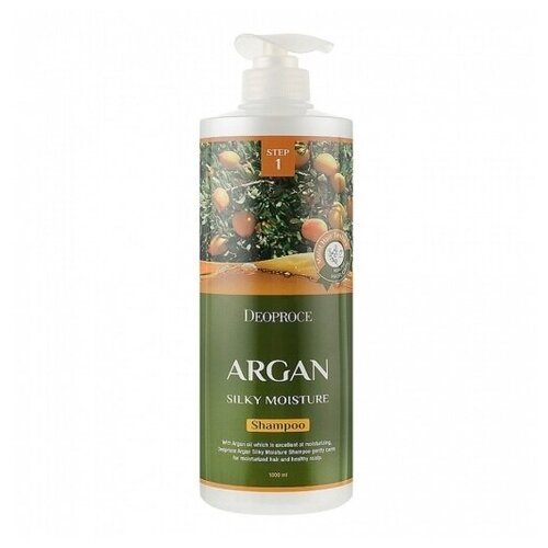 DEOPROCE HAIR ARGAN Шампунь для волос с аргановым маслом DEOPROCE SHAMPOO - ARGAN SILKY MOISTURE 1000мл очищающий шампунь для волос deoproce с аргановым маслом 200 мл комплект из 3 шт