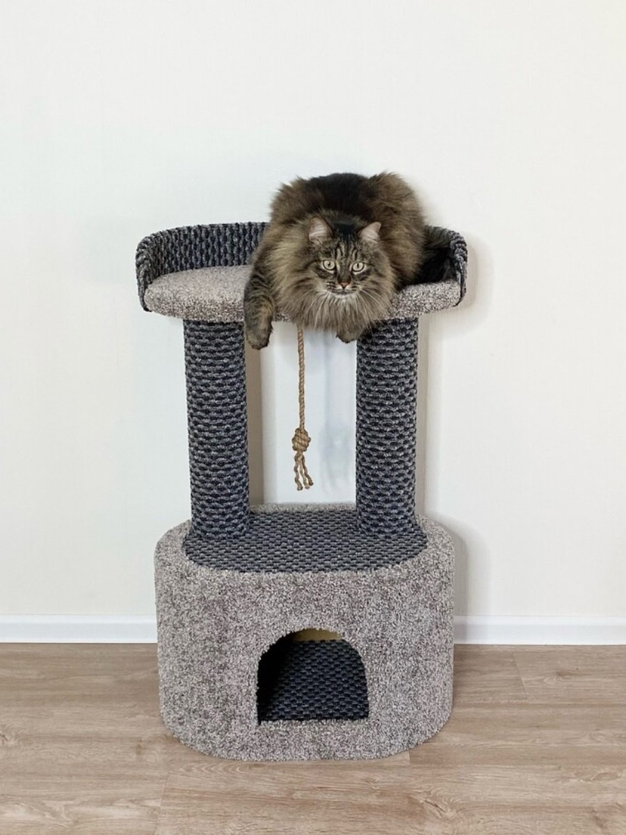 Когтеточка "Котосчастье" с домиком ,из ковролина - фотография № 2