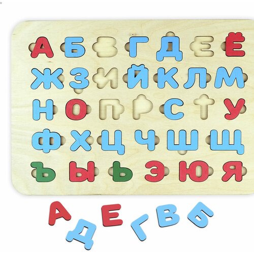ЧудоЧадо / Деревянный алфавит / развивающая рамка-вкладыш, деревянные буквы