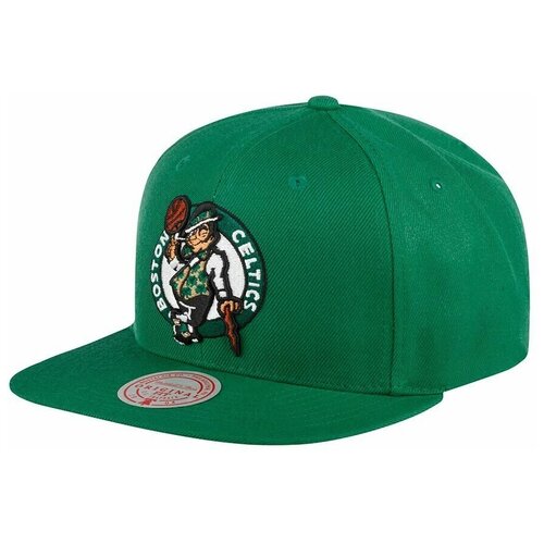 фото Бейсболка с прямым козырьком mitchell ness hhss3256-bceyypppgren boston celtics nba, размер one mitchell & ness