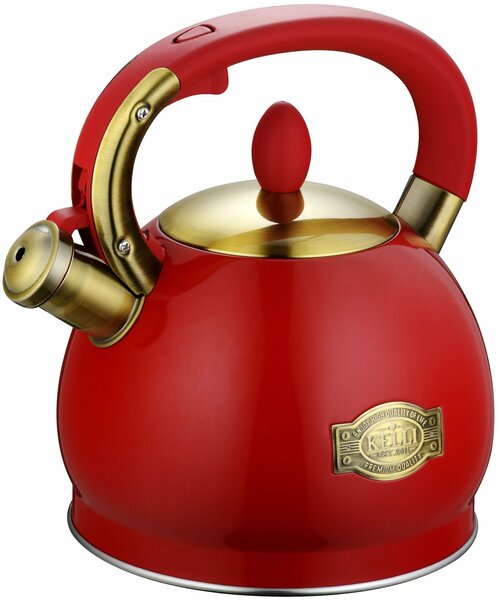 Чайник металлический на газ красный 3л KL-4556