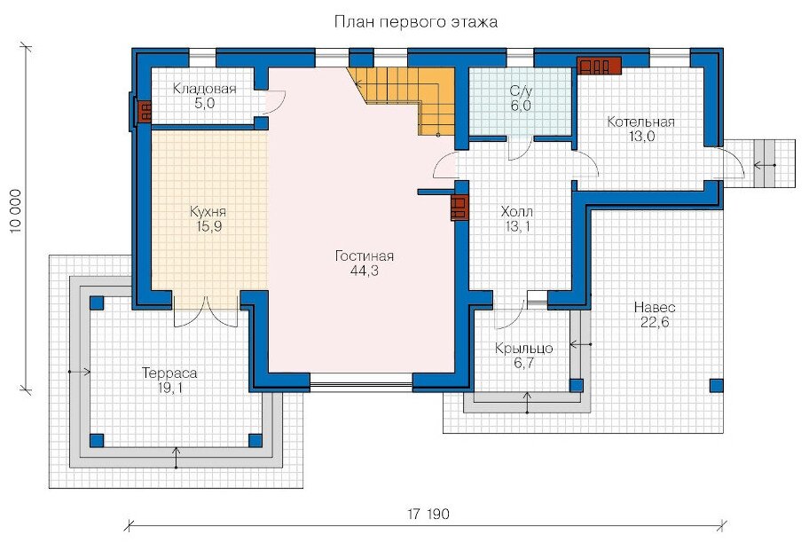 Проект газобетонного дома Catalog-Plans-63-60L (189,15кв.м, 17,19x10м, газобетон 400) - фотография № 2