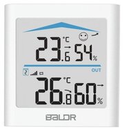 Термогигрометр цифровой с внешним датчиком Baldr B0135T2H2, белый