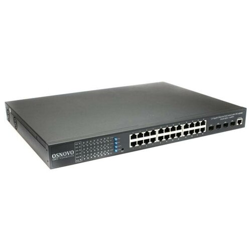 коммутатор eltex mes2408pl 8x10 100 1000 base t poe poe 2x10 100 1000 base t 1000base x sfp 220v ac бюджет poe 65вт Коммутатор Osnovo SW-24G4X-1L управляемый