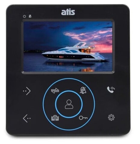 Комплект видеодомофона с вызывной панелью с широким углом обзора ATIS AD-480 B (черный) Kit box - фотография № 2