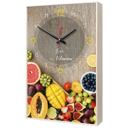 Часы-картина настенные, серия: Кухня, "Тропические фрукты", плавный ход, 57 х 35 х 4 см