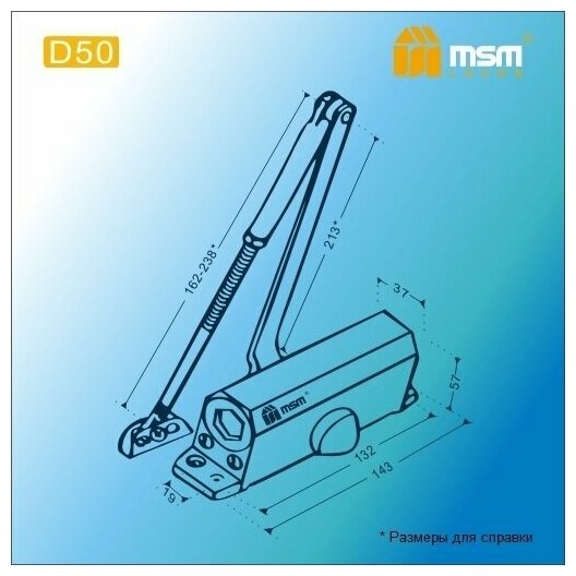 Дверной гидравлический морозостойкий доводчик MSM D100kg SL серебро