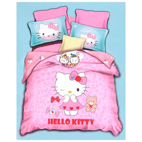 фото Детский комплект постельного белья милано hello kitty md-003 сатин, 1,5 спальный, наволочка 50х70