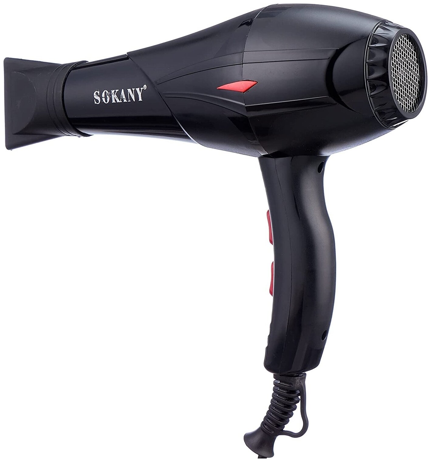 Профессиональный фен для укладки непослушных волос Hair Dryer. 2 скоростных режима, 2 насадки, Быстрая сушка, Sokany SK-3890. Черный - фотография № 5
