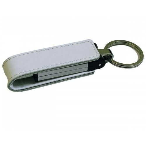 Подарочная флешка кожаная узкая на магните белая, оригинальный сувенирный USB-накопитель 8GB