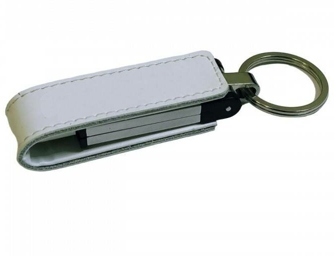 Подарочная флешка кожаная узкая на магните белая, оригинальный сувенирный USB-накопитель 4GB