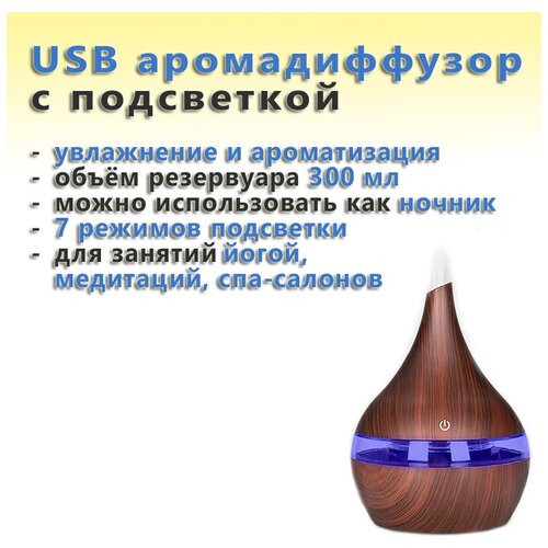 Аромадиффузор Pivoca USB (мини автоматический увлажнитель) тёмный