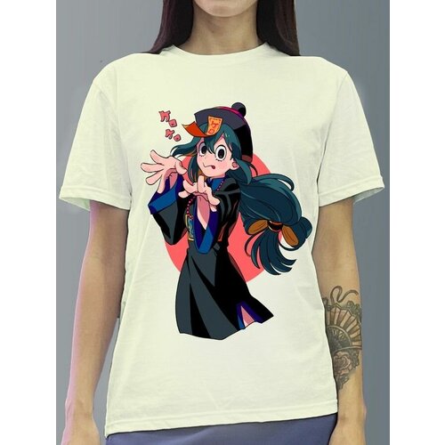 фото Футболка женская белая молочный оттенок из хлопка с dtf рисунком аниме my hero academia - 916 будь на стиле