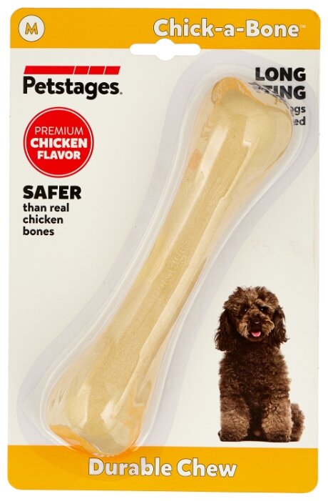 Petstages игрушка для собак Chick-A-Bone косточка с ароматом курицы 14 см средняя - фото №1