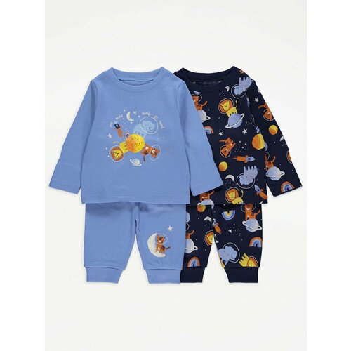 Пижама George детская, брюки, брюки с манжетами, размер 74-80, синий