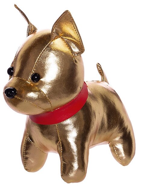 Мягкая игрушка ABtoys Металлик Французский бульдог золотистый, 15 см, золотой