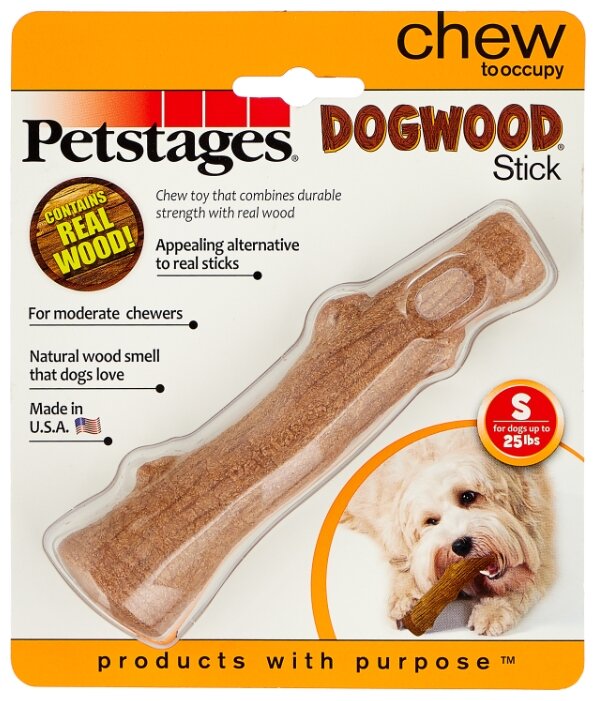 Petstages Игрушка для собак Dogwood палочка деревянная 16 см малая, 0,065 кг, 38950