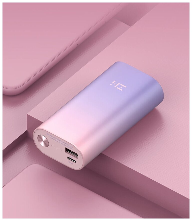 Внешний аккумулятор (Power Bank) Xiaomi PowerBank ZMIQB818, 10000мAч, розовый/фиолетовый [qb818 color] - фото №8