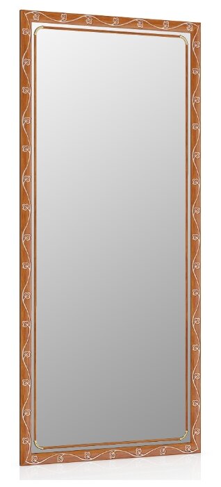Зеркало 119С орех Т2, орнамент цветок, ШхВ 45х100 см, зеркала для офиса, прихожих и ванных комнат, горизонтальное или вертикальное крепление