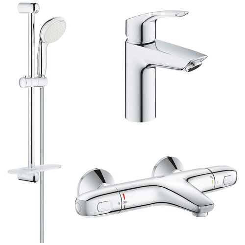 Комплект для ванной с термостатом Grohe Eurosmart Grohtherm 1000 34155-32467 комплект смесителей для ванны с термостатом grohe eurosmart grohtherm 800 без полочки