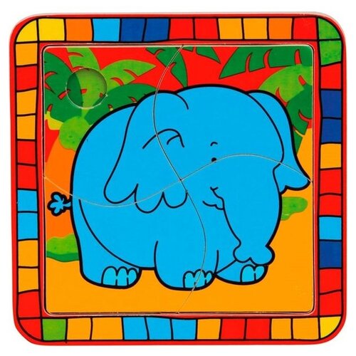 Рамка-вкладыш Bino Слон (88003), 4 дет., 15х15х1 см