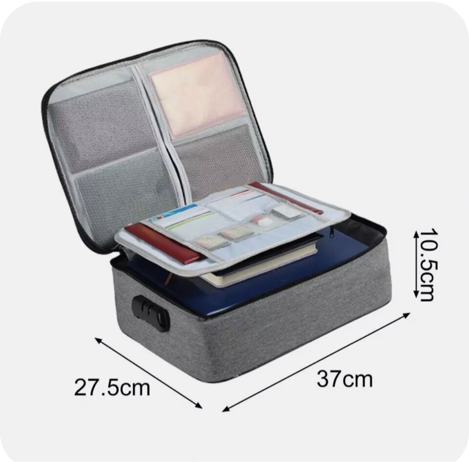 Органайзер для хранения документов с кодовым замком А4 (Серый) дорожный папка сумка в поездку контейнер для вещей файлы кофр - фотография № 20