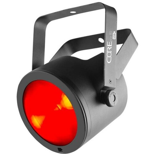 CHAUVET-DJ COREpar 80 USB Светодиодный прожектор направленного света на 80Вт RGB COB светодиоде с ИК-портом и USB-D-Fi адаптером, 1х80Вт RGB COB LED, 3/8 каналов DMX, разъемы XLR-3p, ИК-порт (IRC-6), беспроводной адаптер USB (D-Fi), режимы master/slave/sound, стробоскоп 0-33Гц, угол луча 25град (без линзы 70), яркость в 2 метрах 2143лк (405лк без линзы), power-link до 13 приборов, блок питания 100-240Вт 50/60Гц, потребление энергии не более 75Вт, вес 2кг, ДШВ 200х143х253мм