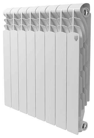 Радиатор алюминиевый Royal Thermo Revolution 500, 8 секций, боковое подключение (белый)
