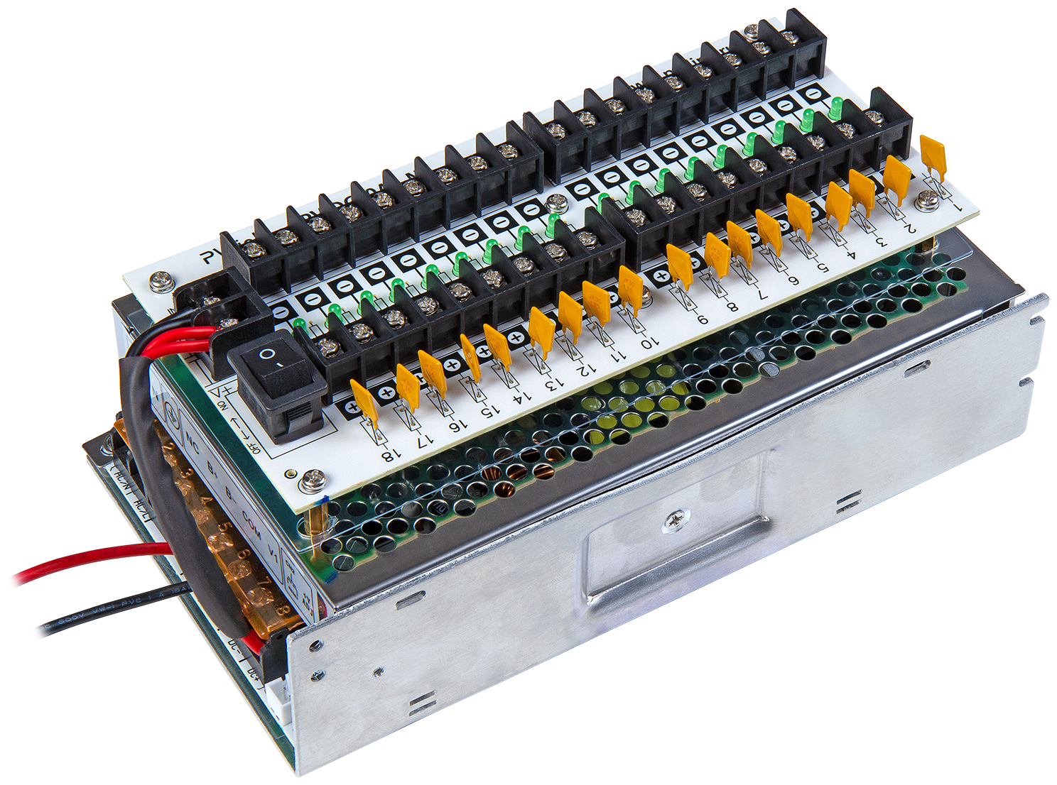 Блок питания DC 12 В, 10 А, 18 выходов, PV-Link PV-DC10A+ NC, для видеонаблюдения, охранных систем, на DIN-рейку