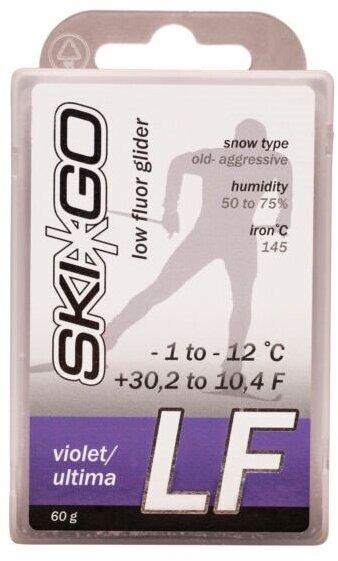 Парафин низкофтористый SKIGO LF Violet (для жестк. , абразивн. снега) (-1°С -12°С) 60 г.