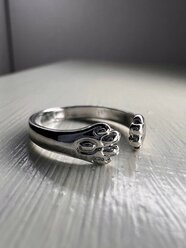 Регулируемое кольцо "Лапки котика" (цвет: серебро)