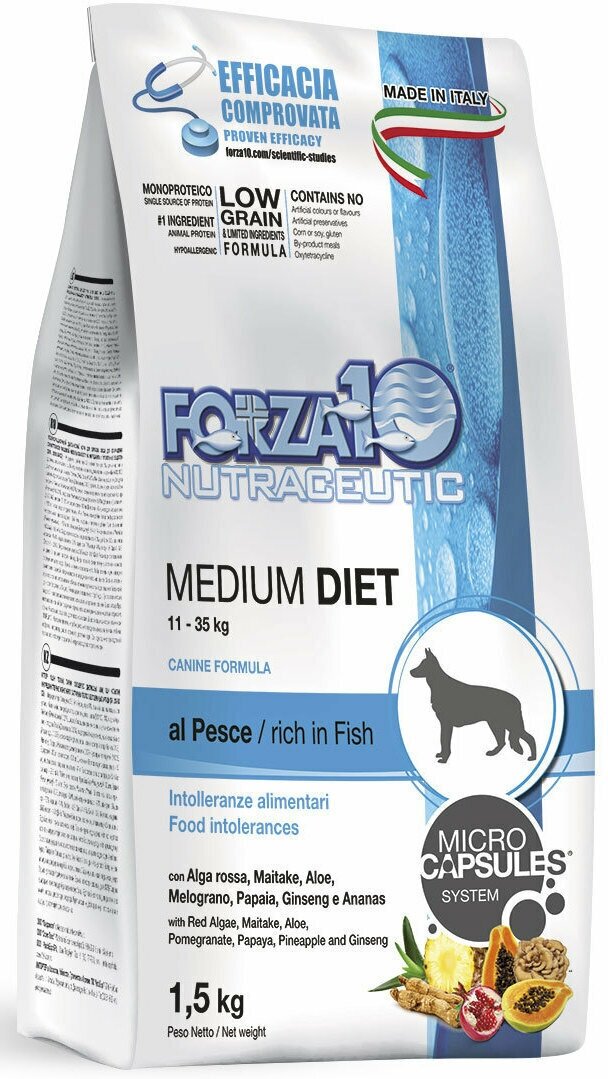 Сухой корм для собак Forza10 Diet, гипоаллергенный, рыба 1.5 кг (для средних пород)