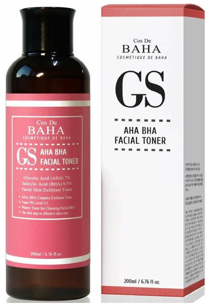 Cos De Baha Тоник-эксфолиант с кислотами для проблемной кожи AHA/BHA GS Toner