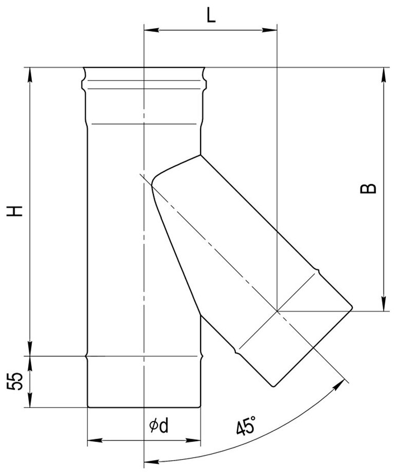 Тройник-К 135 (430 0,8мм) Ф160 Ferrum - фотография № 2