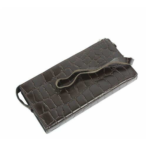 фото Кошелек женский, кроко 01-пр420-99, натуральная кожа, цвет коричневый