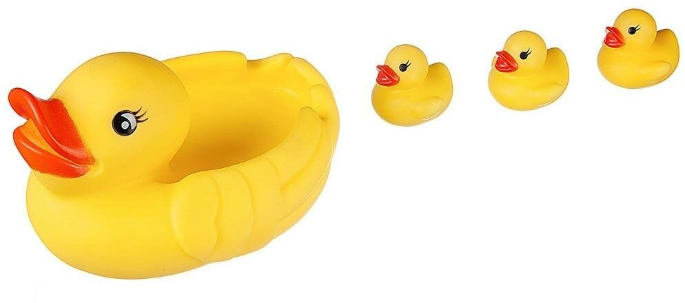 Набор резиновый игрушек для ванной Abtoys Веселое купание Уточка с тремя утятами, в сетке PT-01368