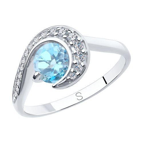 фото Sokolov кольцо из серебра с топазом и фианитами 92011848, размер 18.5