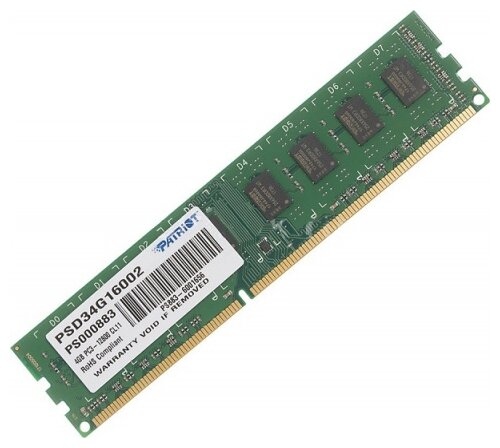 Оперативная память Patriot Memory SL 4 ГБ DDR3 1600 МГц DIMM CL11 PSD34G16002