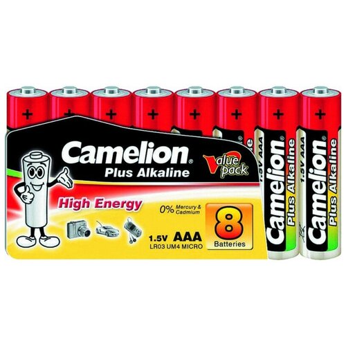 Батарейка AAA - Camelion Alkaline Plus LR03 LR03-SP-8 (8 штук)