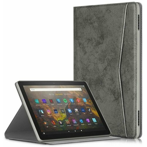 2 шт закаленное стекло для amazon fire hd 10 plus 2021 11th защитная пленка для экрана 9h 0 3 мм полное покрытие защитная пленка для экрана планшета Чехол Stitching Line Design для Amazon Fire HD 10 (2021) (серый)