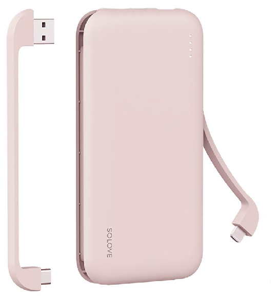 Внешний аккумулятор (Power Bank) SOLOVE Solove W7, 10000мAч, розовый [w7 pink rus]