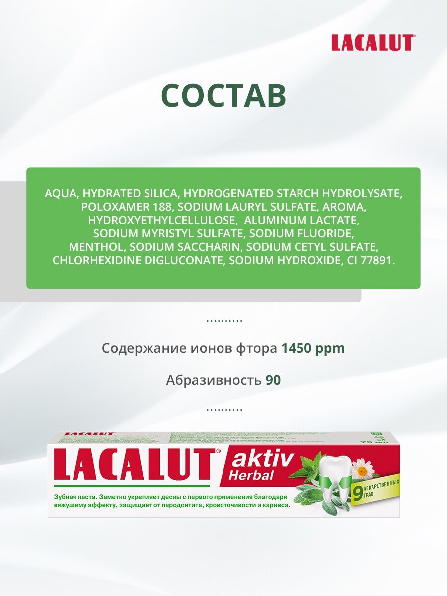 Lacalut aktiv herbal зубная паста 75 мл