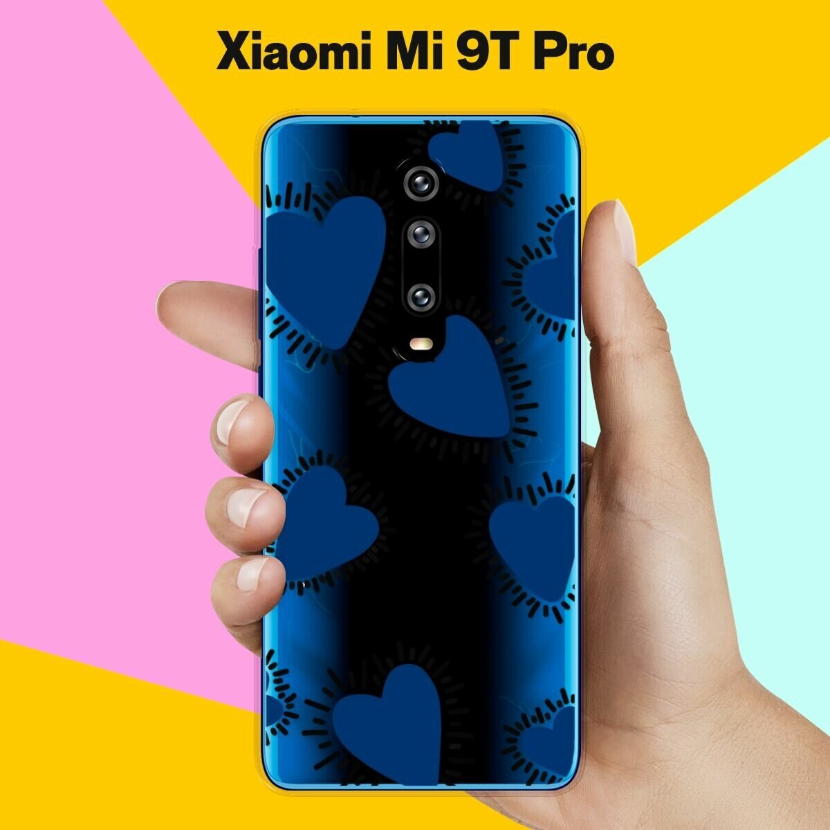 Силиконовый чехол на Xiaomi Mi 9T Pro Синий сердца / для Сяоми Ми 9Т Про